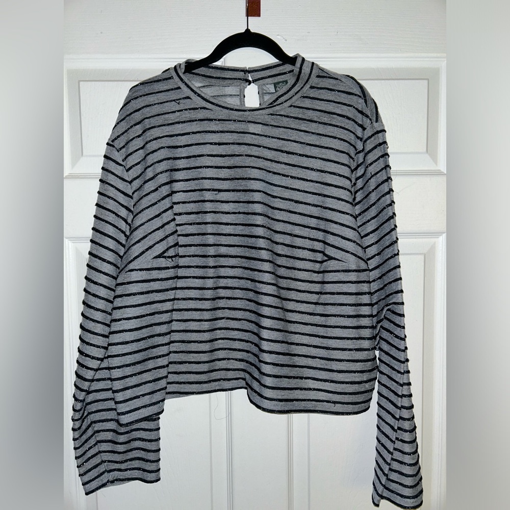 Wild fable cropped sparkle stripe top
